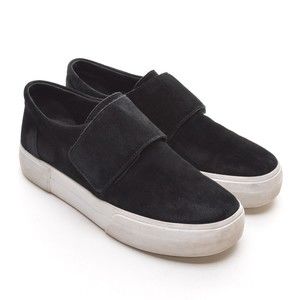 Vince Cage Black Suede Grip Strap Sneaker 37 / 7 M